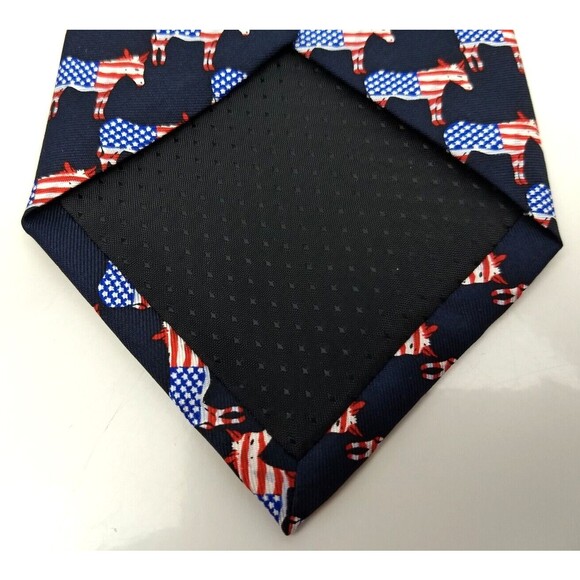 MUSEUM ARTIFACTS All Silk Men's Handmade Neck Tie Democrat Donkey American Flag - Picture 8 of 14